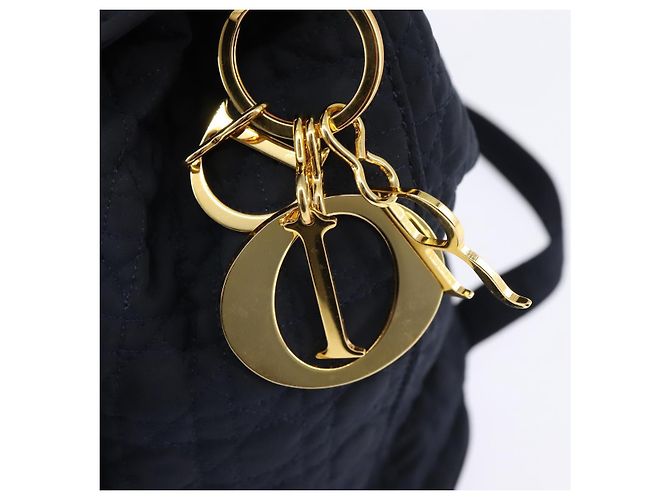 Zaino Canage in nylon blu navy e oro Auth 146576 di Christian Dior D'oro - vista 17