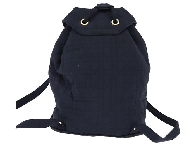 Zaino Canage in nylon blu navy e oro Auth 146576 di Christian Dior D'oro - vista 2
