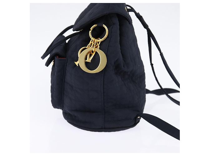 Zaino Canage in nylon blu navy e oro Auth 146576 di Christian Dior D'oro - vista 3