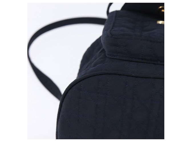 Zaino Canage in nylon blu navy e oro Auth 146576 di Christian Dior D'oro - vista 9
