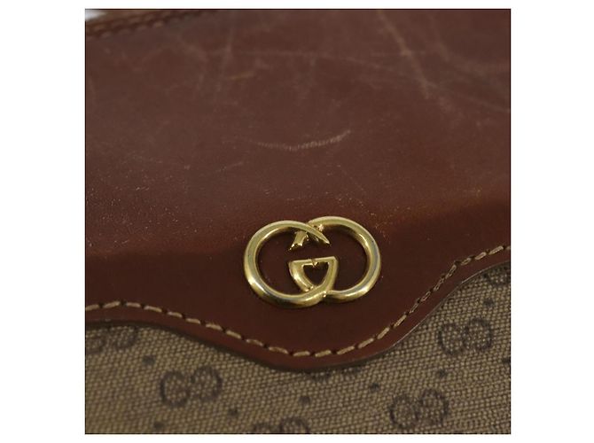 Gucci Bolso de Hombro Micro GG Supreme PVC Beige Dorado 001 984 4001 Auth SW1700 - vista 10