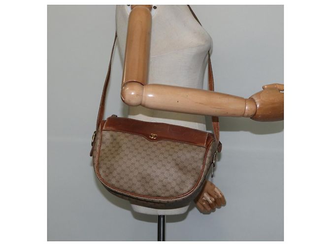 Gucci Bolso de Hombro Micro GG Supreme PVC Beige Dorado 001 984 4001 Auth SW1700 - vista 20