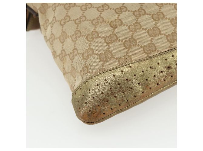 Gucci GG Canvas Sherry Line Schultertasche Beige Gold 145857 Auth 151543 Golden - Ansicht 13
