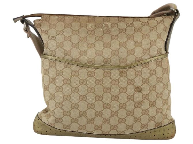 Gucci GG Canvas Sherry Line Schultertasche Beige Gold 145857 Auth 151543 Golden - Ansicht 2