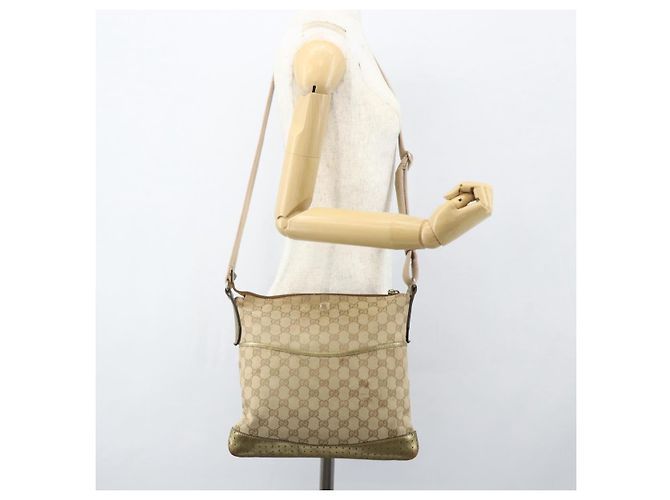 Gucci GG Canvas Sherry Line Schultertasche Beige Gold 145857 Auth 151543 Golden - Ansicht 24