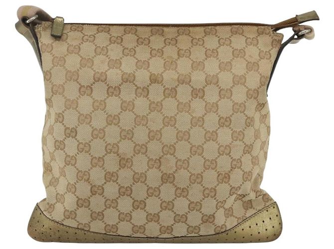 Gucci GG Canvas Sherry Line Schultertasche Beige Gold 145857 Auth 151543 Golden - Ansicht 3