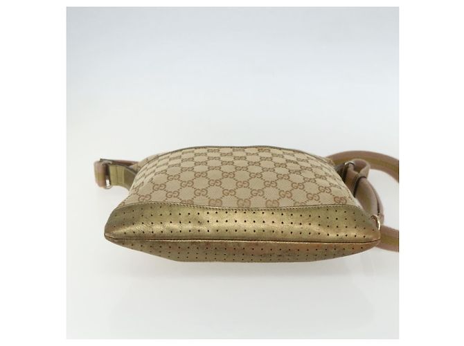 Gucci GG Canvas Sherry Line Schultertasche Beige Gold 145857 Auth 151543 Golden - Ansicht 9