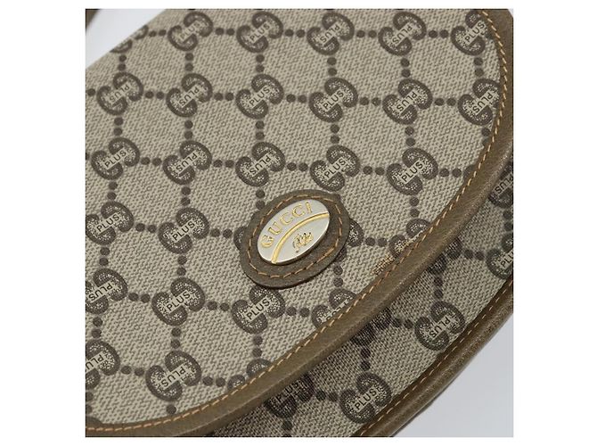 Borsa a Spalla GUCCI GG Plus Supreme PVC Beige Oro Auth ka473 D'oro - vista 14