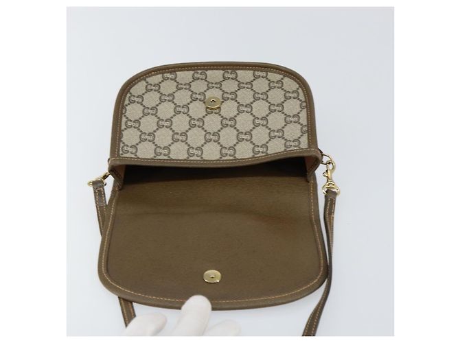 Borsa a Spalla GUCCI GG Plus Supreme PVC Beige Oro Auth ka473 D'oro - vista 15