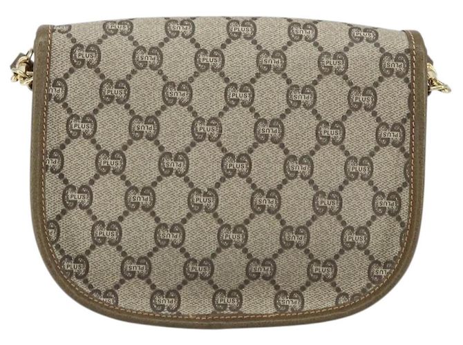 Borsa a Spalla GUCCI GG Plus Supreme PVC Beige Oro Auth ka473 D'oro - vista 3