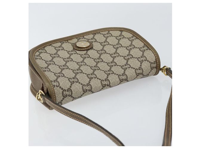 Borsa a Spalla GUCCI GG Plus Supreme PVC Beige Oro Auth ka473 D'oro - vista 6