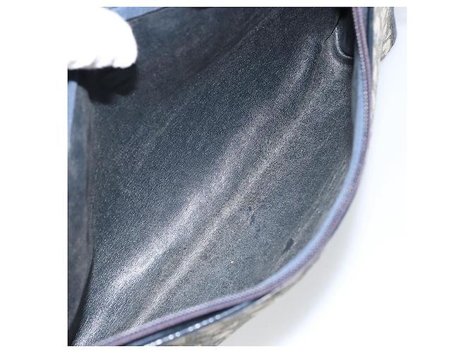 Borsa a Spalla in Tela Trotter Christian Dior Blu Navy Oro Auth 147961 D'oro - vista 12