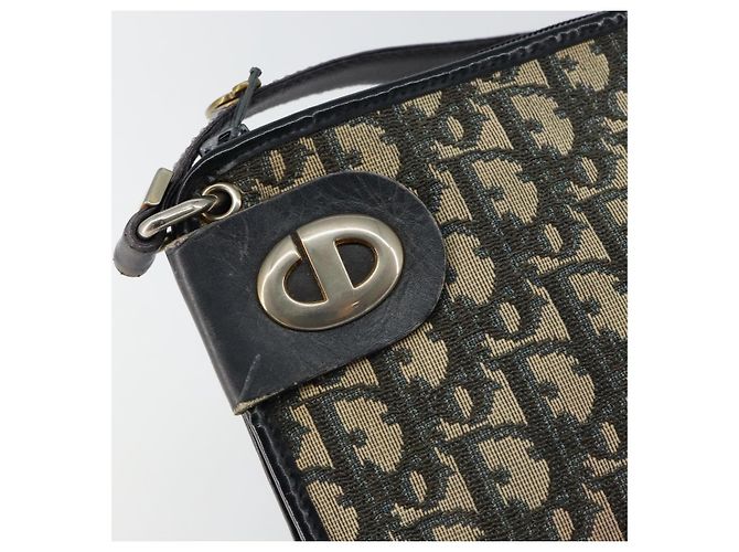 Borsa a Spalla in Tela Trotter Christian Dior Blu Navy Oro Auth 147961 D'oro - vista 17