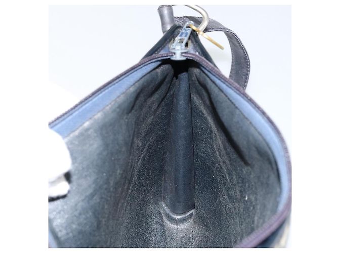Borsa a Spalla in Tela Trotter Christian Dior Blu Navy Oro Auth 147961 D'oro - vista 18