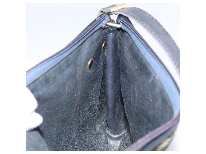 Borsa a Spalla in Tela Trotter Christian Dior Blu Navy Oro Auth 147961 D'oro - vista 19