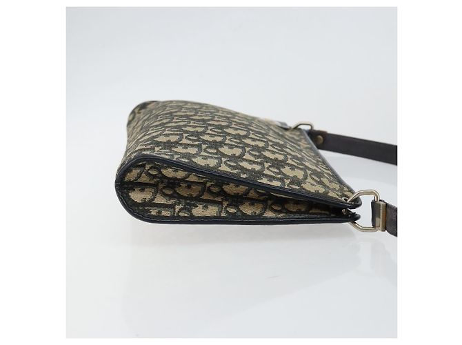 Borsa a Spalla in Tela Trotter Christian Dior Blu Navy Oro Auth 147961 D'oro - vista 3