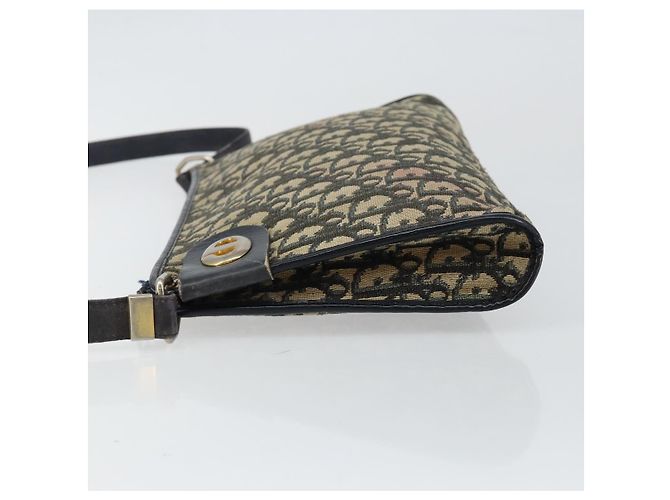 Borsa a Spalla in Tela Trotter Christian Dior Blu Navy Oro Auth 147961 D'oro - vista 4