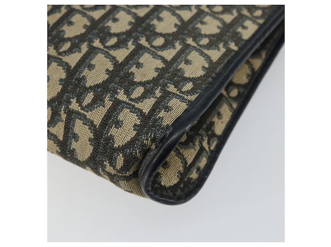 Borsa a Spalla in Tela Trotter Christian Dior Blu Navy Oro Auth 147961 D'oro - vista 9