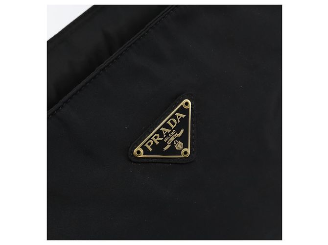 PRADA Borsa a mano in nylon nero e oro Auth yk19626 D'oro - vista 17