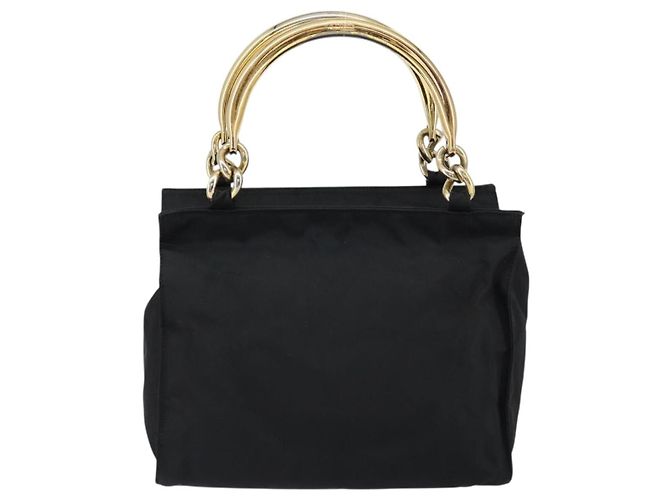 PRADA Borsa a mano in nylon nero e oro Auth yk19626 D'oro - vista 2