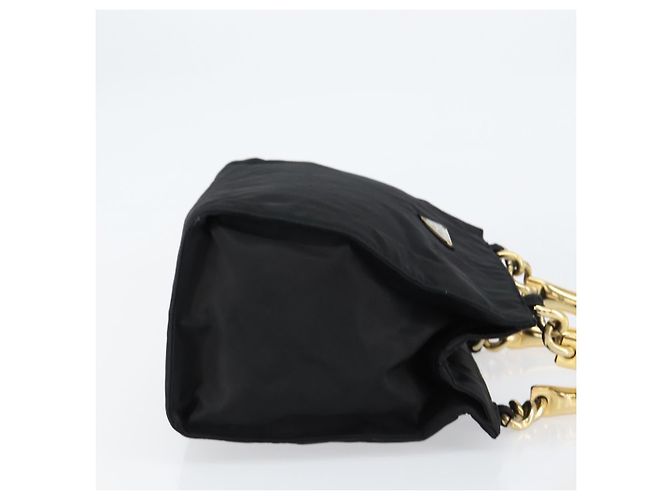 PRADA Borsa a mano in nylon nero e oro Auth yk19626 D'oro - vista 3