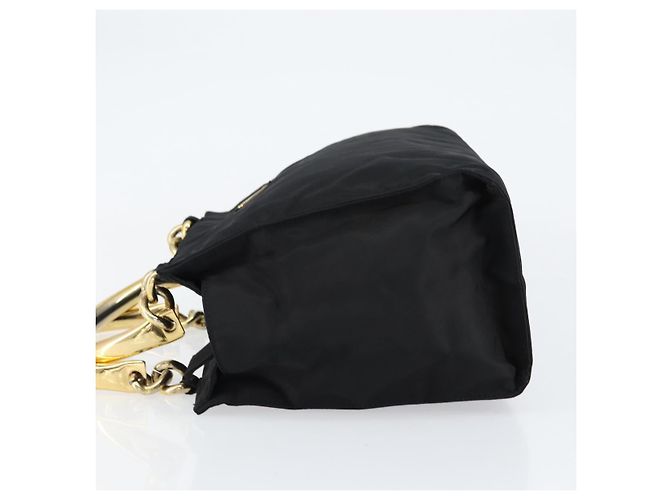 PRADA Borsa a mano in nylon nero e oro Auth yk19626 D'oro - vista 4
