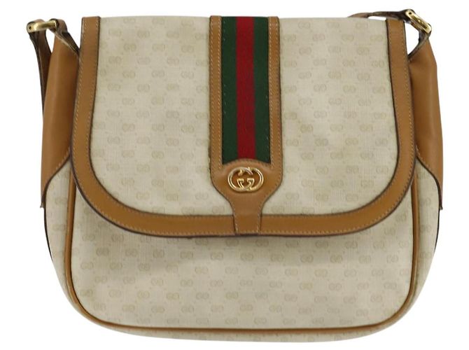 Sac Sherry Line en PVC Beige Micro GG Supreme Web de GUCCI 001 115 0914 Auth ar13755 Doré - vue 13