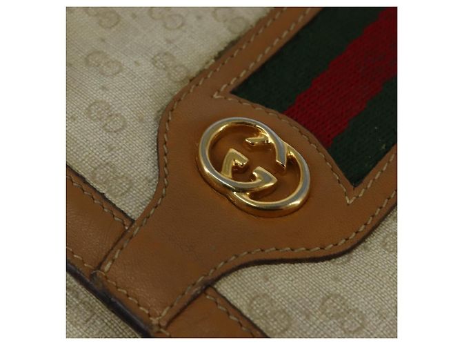 Sac Sherry Line en PVC Beige Micro GG Supreme Web de GUCCI 001 115 0914 Auth ar13755 Doré - vue 18