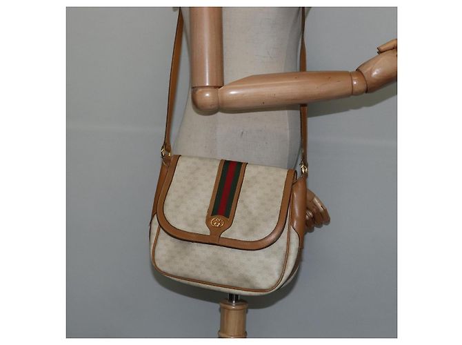 Sac Sherry Line en PVC Beige Micro GG Supreme Web de GUCCI 001 115 0914 Auth ar13755 Doré - vue 22