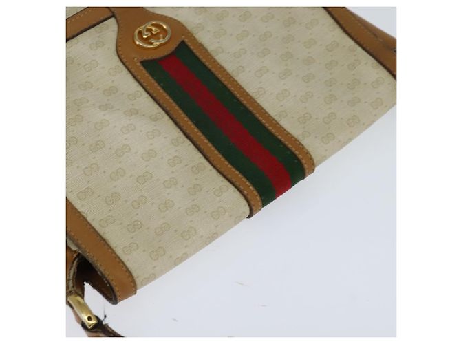 Sac Sherry Line en PVC Beige Micro GG Supreme Web de GUCCI 001 115 0914 Auth ar13755 Doré - vue 6