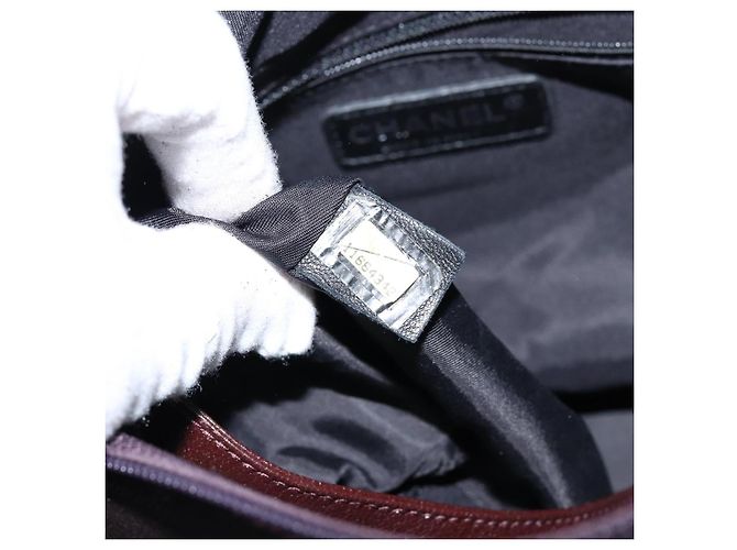 CHANEL Paris Biarritz Tote Tasche Beschichtete Leinwand Dunkelbraun Silber CC Auth bs29897 - Ansicht 12