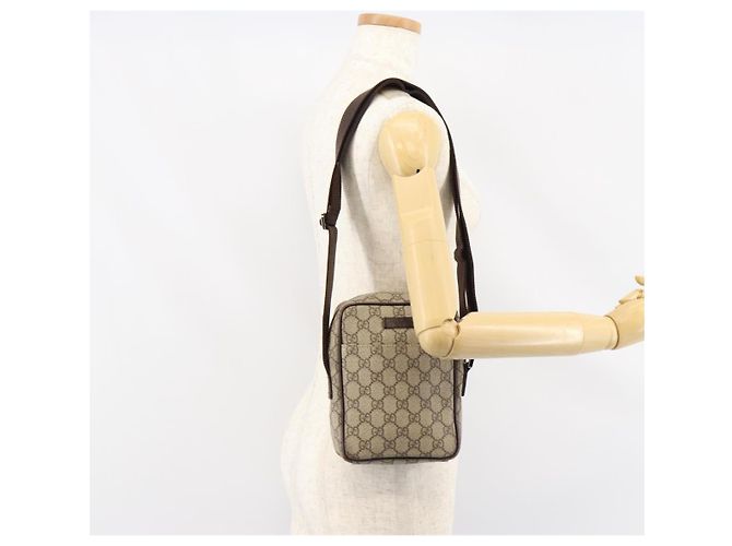 Borsa a Spalla GG Supreme in PVC Beige e Argento di GUCCI 122754 Auth yk19762 - vista 23