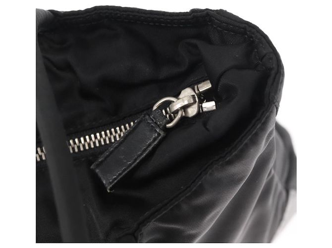 Borsa Tote PRADA in nylon e pelle nera argento autentica ka211 Nero - vista 10