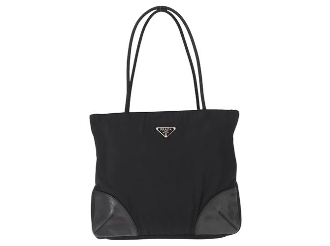Borsa Tote PRADA in nylon e pelle nera argento autentica ka211 Nero - vista 13