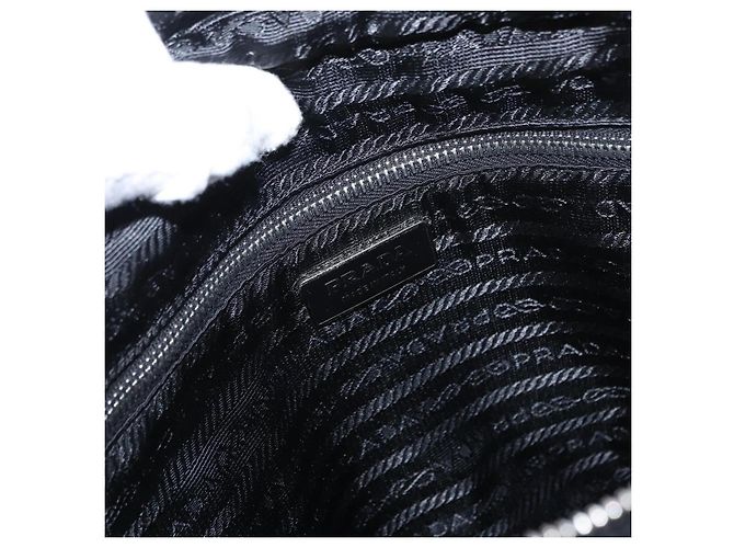 Borsa Tote PRADA in nylon e pelle nera argento autentica ka211 Nero - vista 17