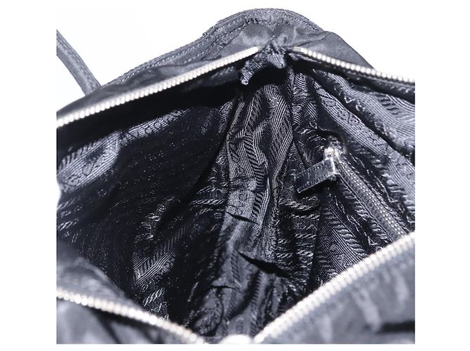 Borsa Tote PRADA in nylon e pelle nera argento autentica ka211 Nero - vista 19