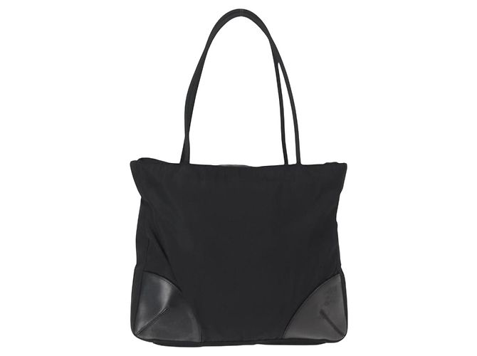 Borsa Tote PRADA in nylon e pelle nera argento autentica ka211 Nero - vista 2
