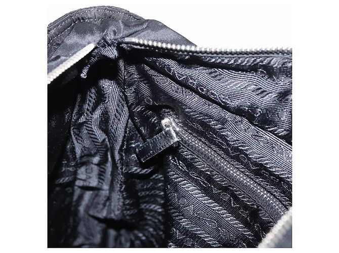 Borsa Tote PRADA in nylon e pelle nera argento autentica ka211 Nero - vista 20