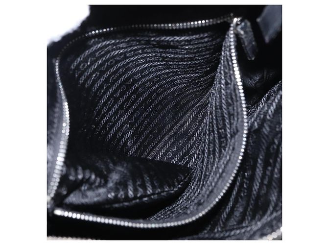 Borsa Tote PRADA in nylon e pelle nera argento autentica ka211 Nero - vista 21