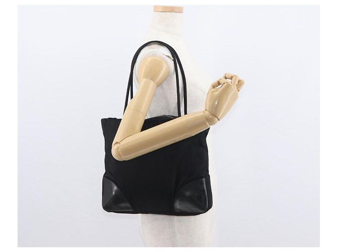 Borsa Tote PRADA in nylon e pelle nera argento autentica ka211 Nero - vista 22