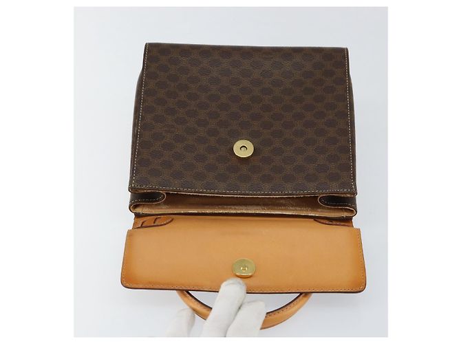 Céline Borsa a mano in tela Macadam CELINE in pelle PVC marrone oro Auth ar13796 D'oro - vista 10