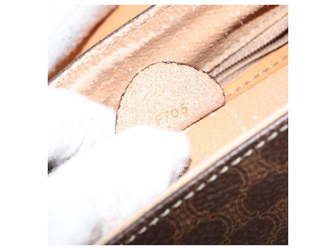 Céline Borsa a mano in tela Macadam CELINE in pelle PVC marrone oro Auth ar13796 D'oro - vista 12