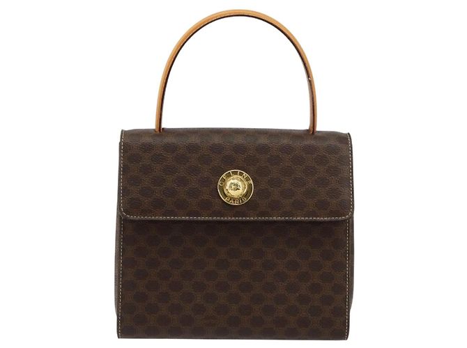 Céline Borsa a mano in tela Macadam CELINE in pelle PVC marrone oro Auth ar13796 D'oro - vista 13