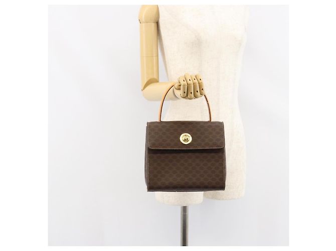 Céline Borsa a mano in tela Macadam CELINE in pelle PVC marrone oro Auth ar13796 D'oro - vista 24