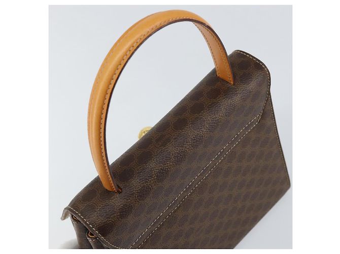 Céline Borsa a mano in tela Macadam CELINE in pelle PVC marrone oro Auth ar13796 D'oro - vista 6