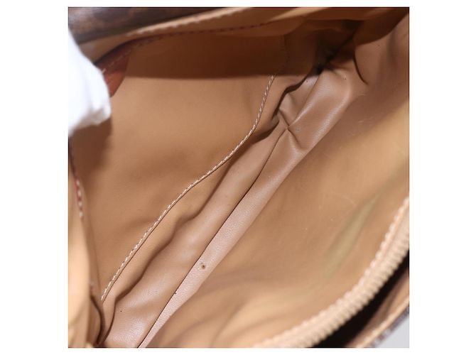 Céline Borsa a Spalla in Tela Macadam CELINE in Pelle PVC Marrone Oro Auth ka209 D'oro - vista 10