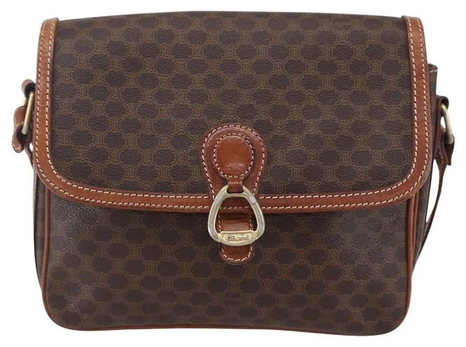 Céline Borsa a Spalla in Tela Macadam CELINE in Pelle PVC Marrone Oro Auth ka209 D'oro - vista 13