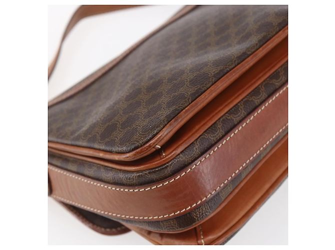 Céline Borsa a Spalla in Tela Macadam CELINE in Pelle PVC Marrone Oro Auth ka209 D'oro - vista 16