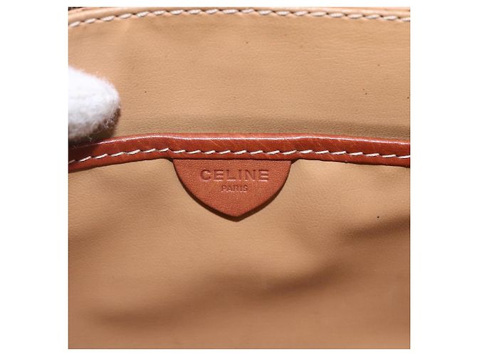Céline Borsa a Spalla in Tela Macadam CELINE in Pelle PVC Marrone Oro Auth ka209 D'oro - vista 19