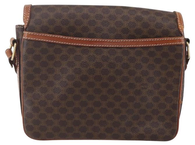 Céline Borsa a Spalla in Tela Macadam CELINE in Pelle PVC Marrone Oro Auth ka209 D'oro - vista 2